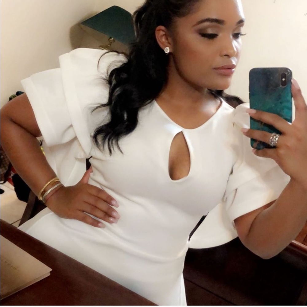 White Shoulder Ruffle Top (S)